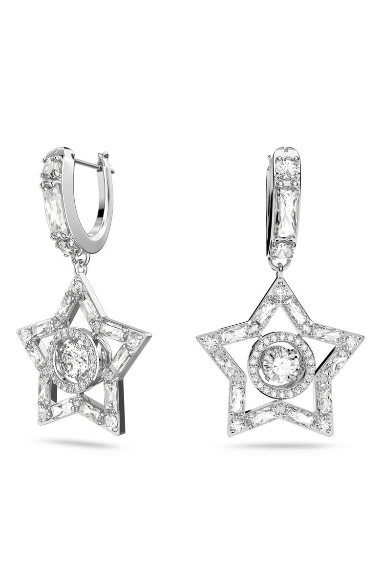 Swarovski Angelic Stella Star Drop Earrings, Main, color, Silver
