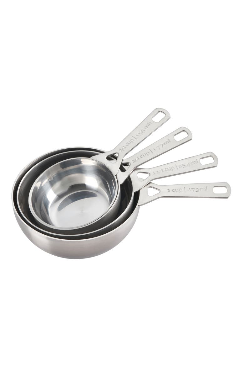 Set of 4 Batch Baking Measuring Cups, Main, color, SILVER