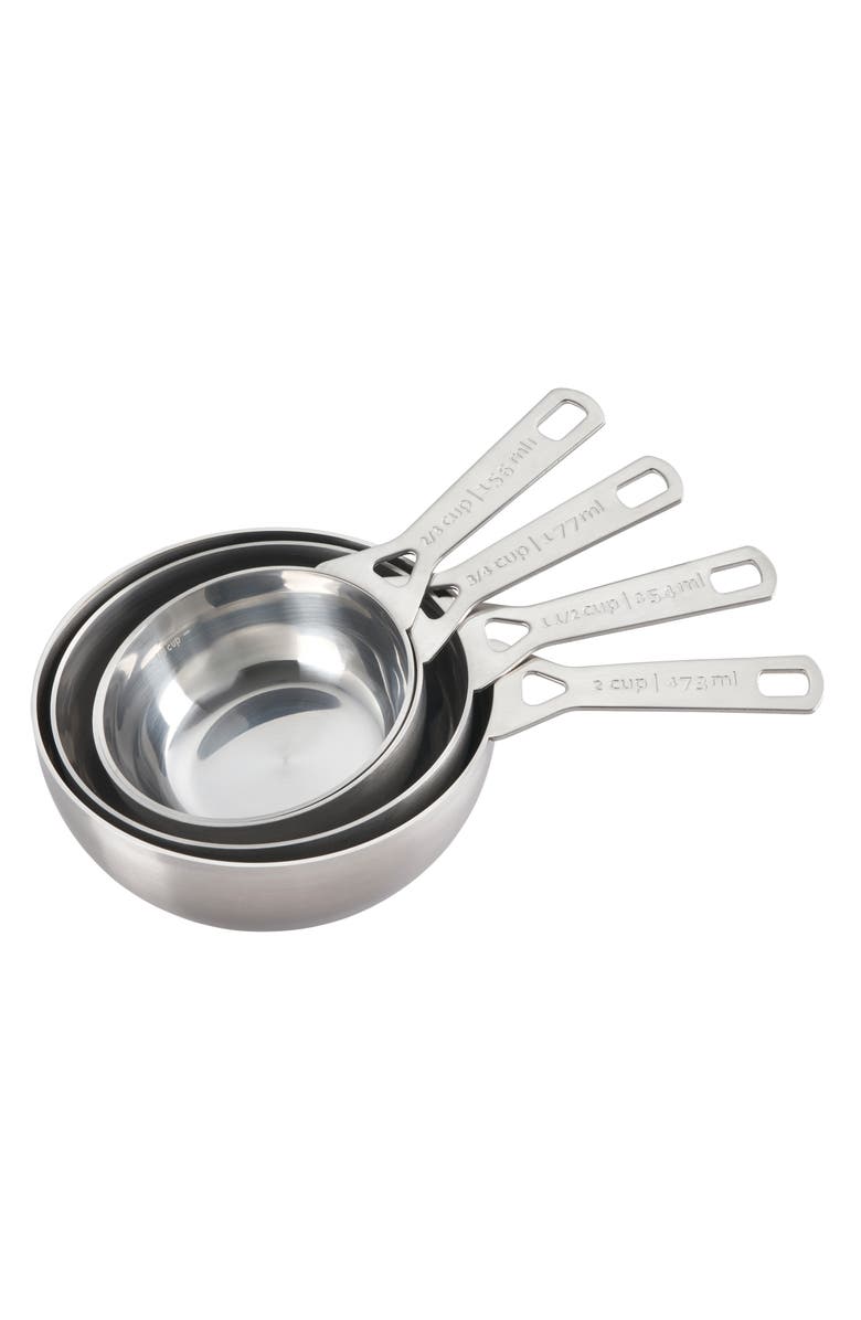 Le Creuset Set of 4 Batch Baking Measuring Cups, Main, color, Silver