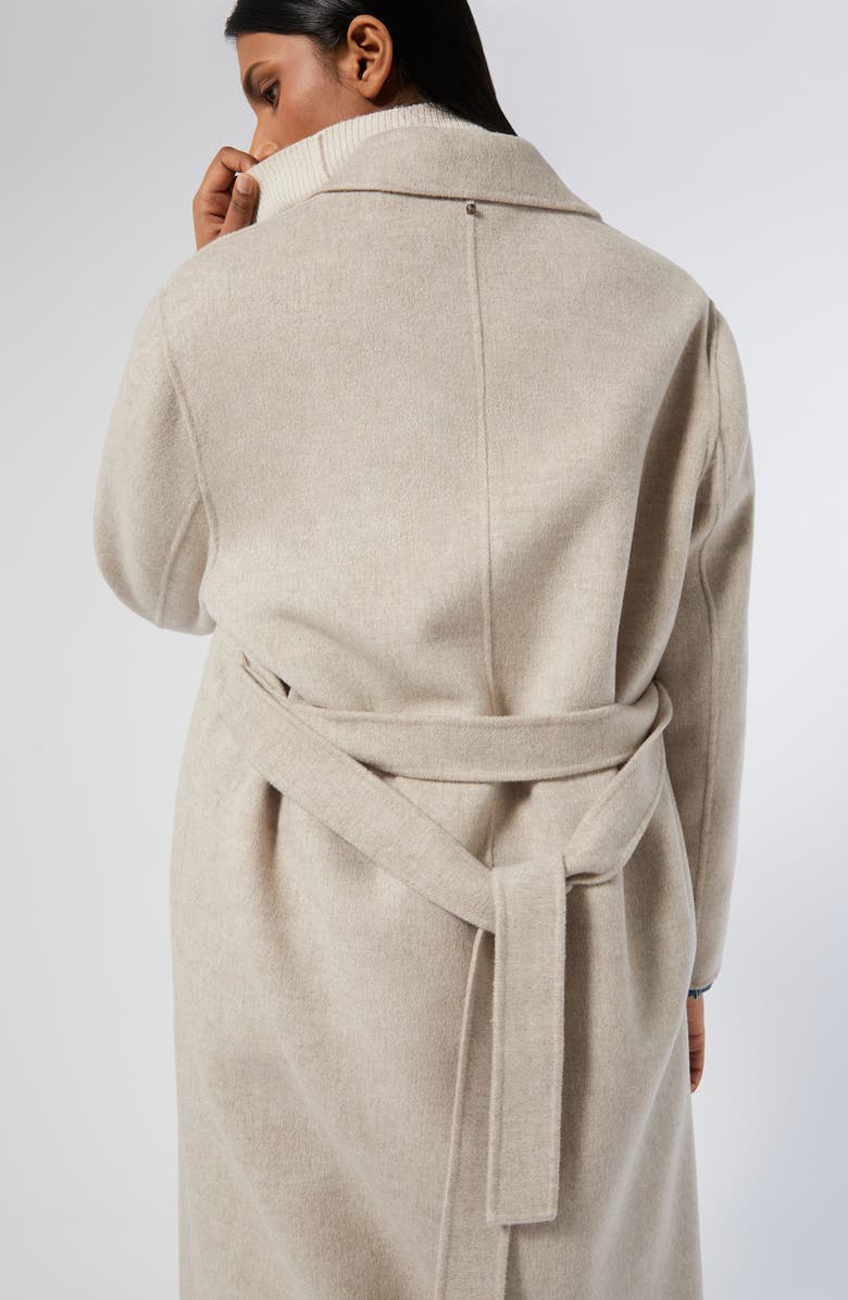 Marina Rinaldi Palio Double Breasted Stretch Virgin Wool Coat, Alternate, color, Ecru