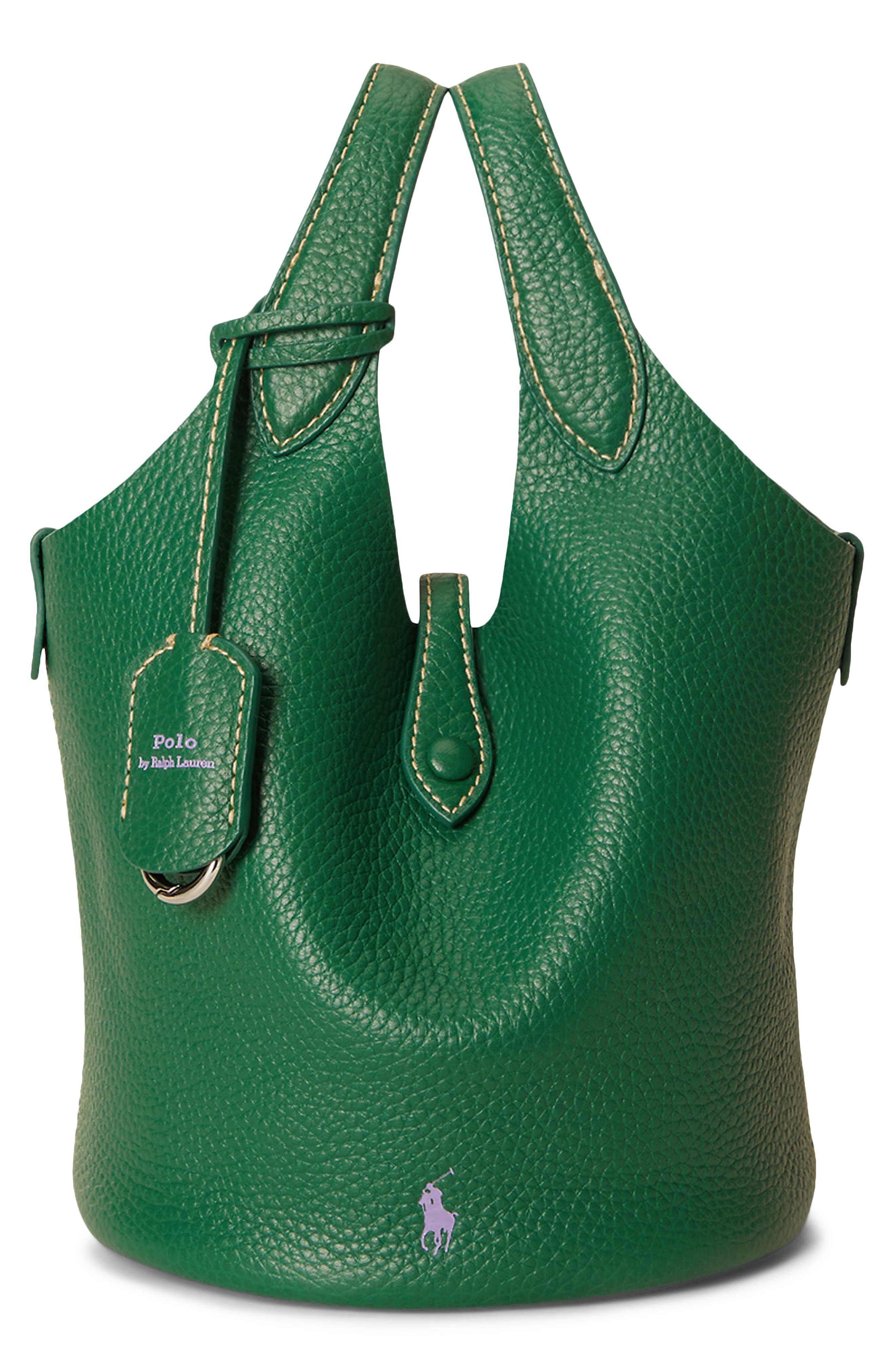Small Polo Play Pebble Leather Crossbody Tote, Main, color, JUNIPER