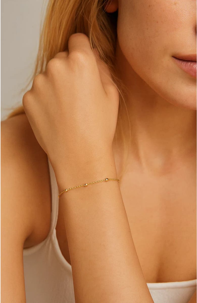 Hollywood Sensation Gold Beaded Link Bracelet with Adjustable Chain, Main, color, Gold