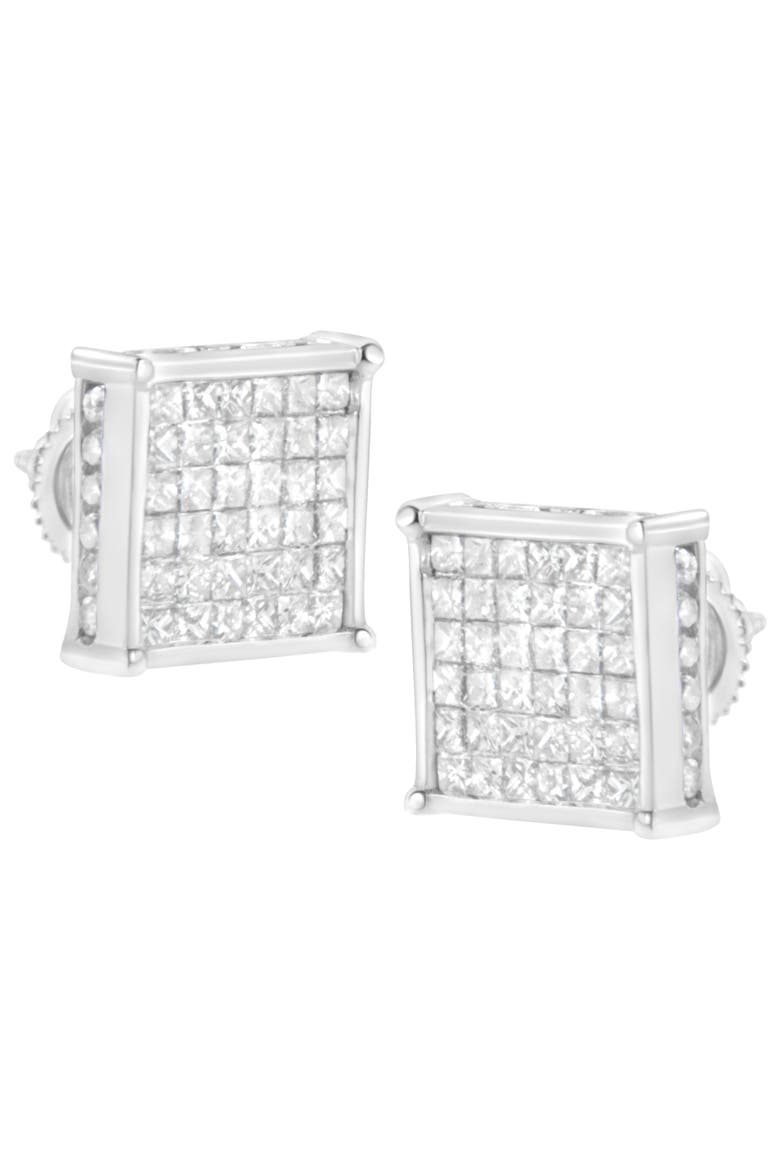 10K White Gold 2ct TDW PrincessComposite Diamond Stud Earring, Alternate, color, White