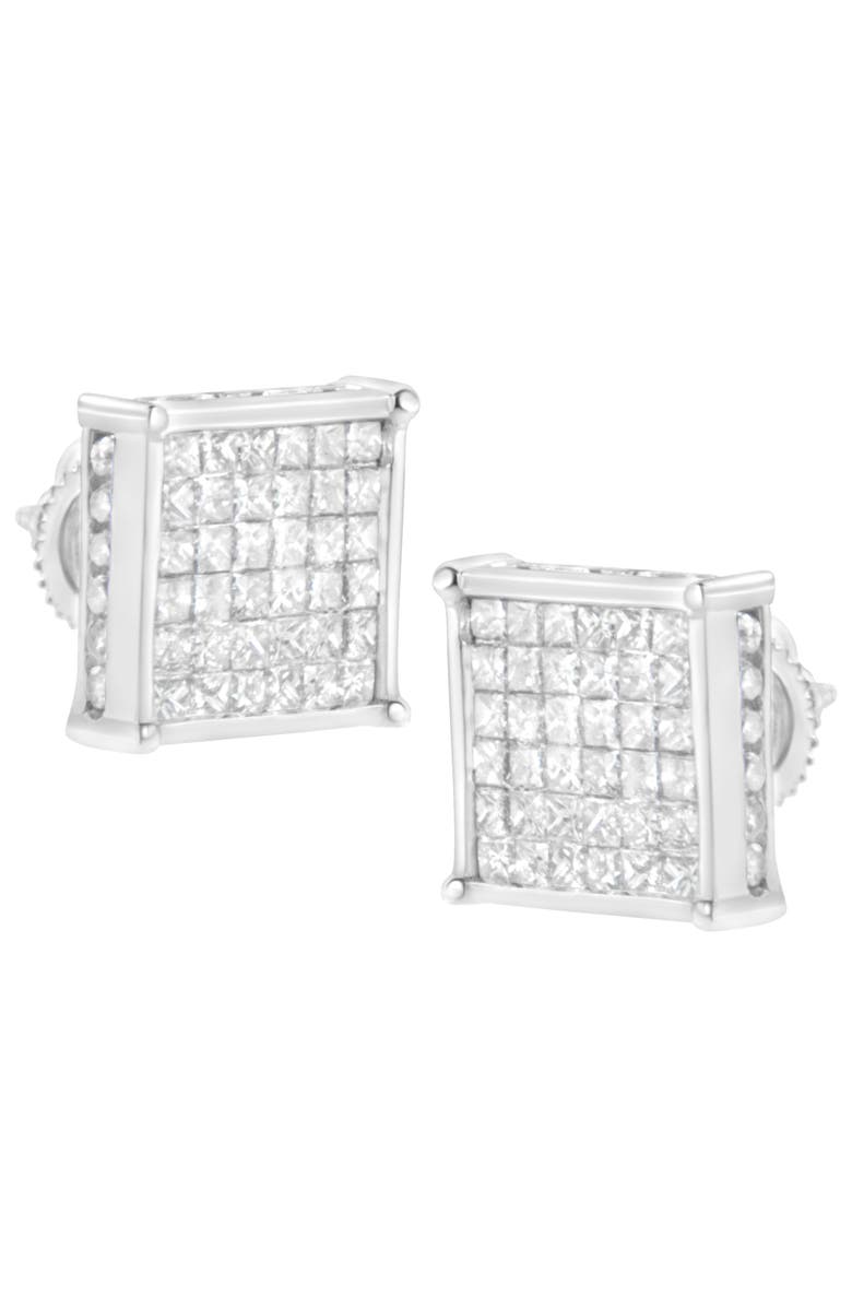 Haus of Brilliance 10K White Gold 2ct TDW PrincessComposite Diamond Stud Earring, Alternate, color, White