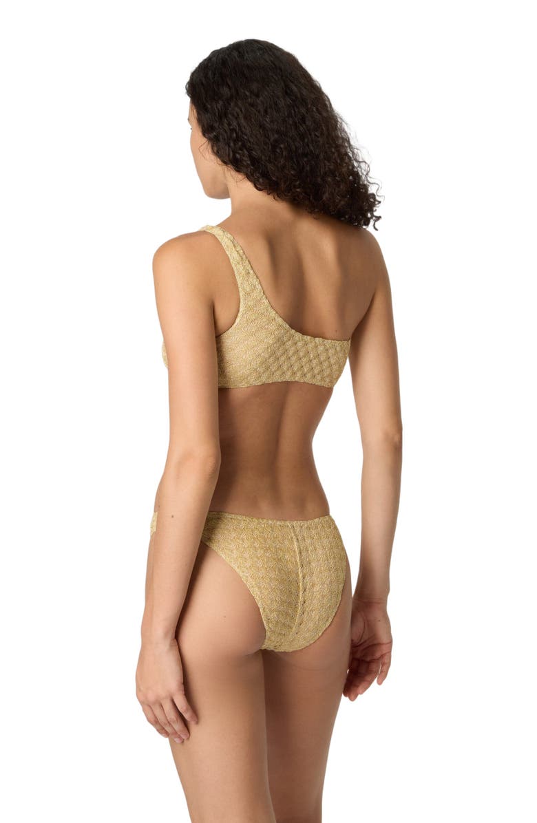 Missoni One-shoulder Bikini In Lamé Viscose With Raschel Workmanship, Alternate, color, Gold