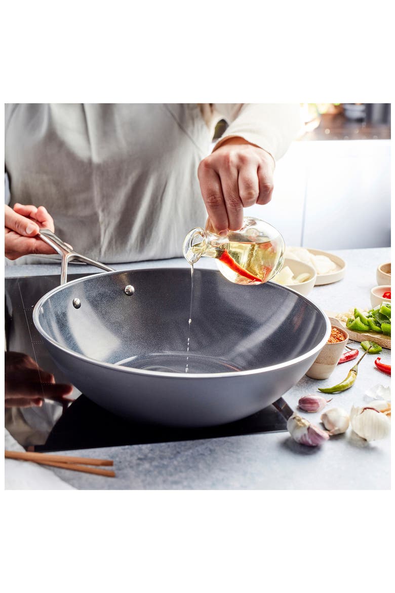Alu Pro 5 12-Inch Ceramic Nonstick Wok, Alternate, color, BLACK