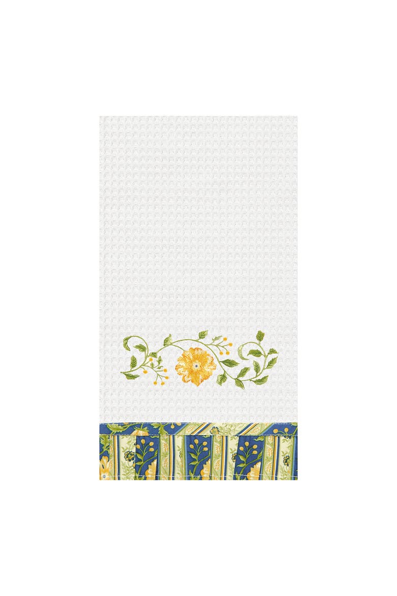 Colonial Williamsburg Carlisle Blue Waffle Weave Cotton Kitchen Towel, Main, color, White