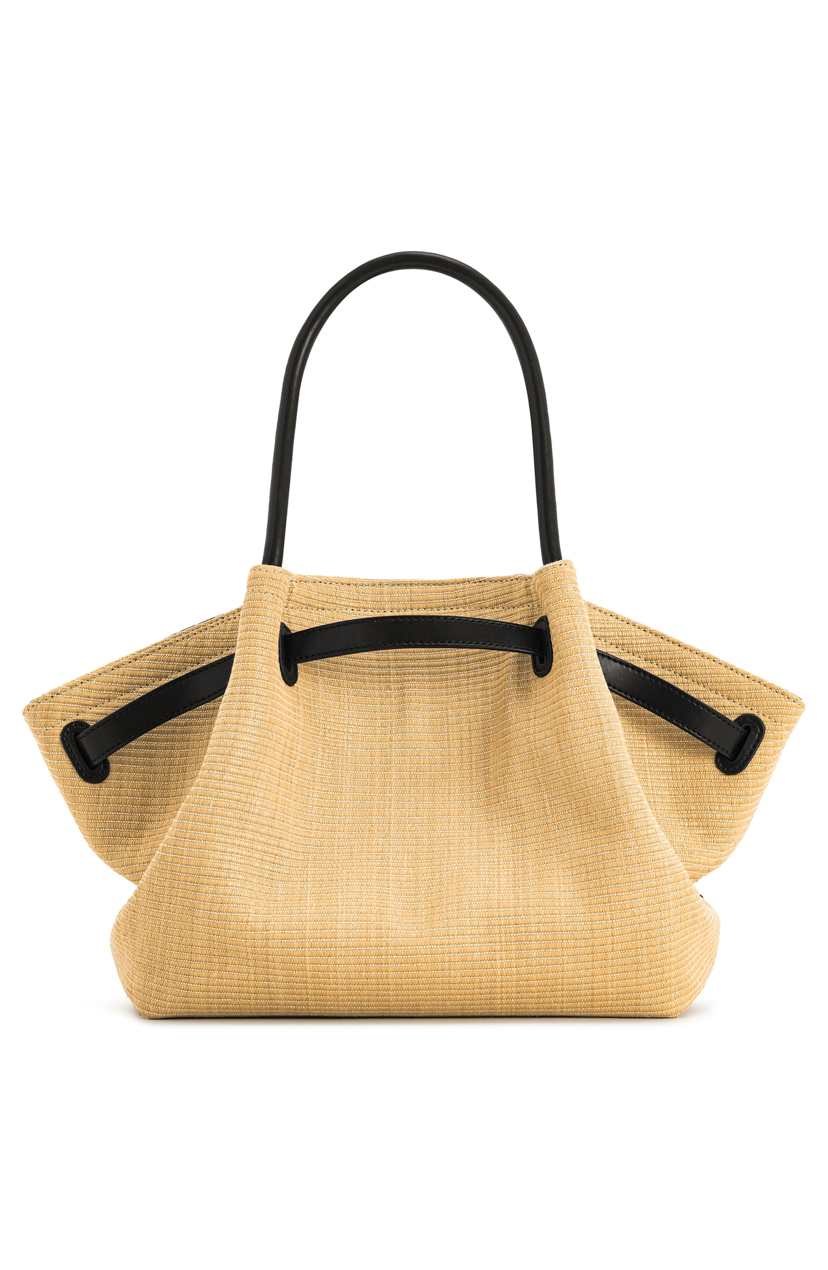 JW PEI Medium Hana Faux Straw Tote, Alternate, color, Brown Straw