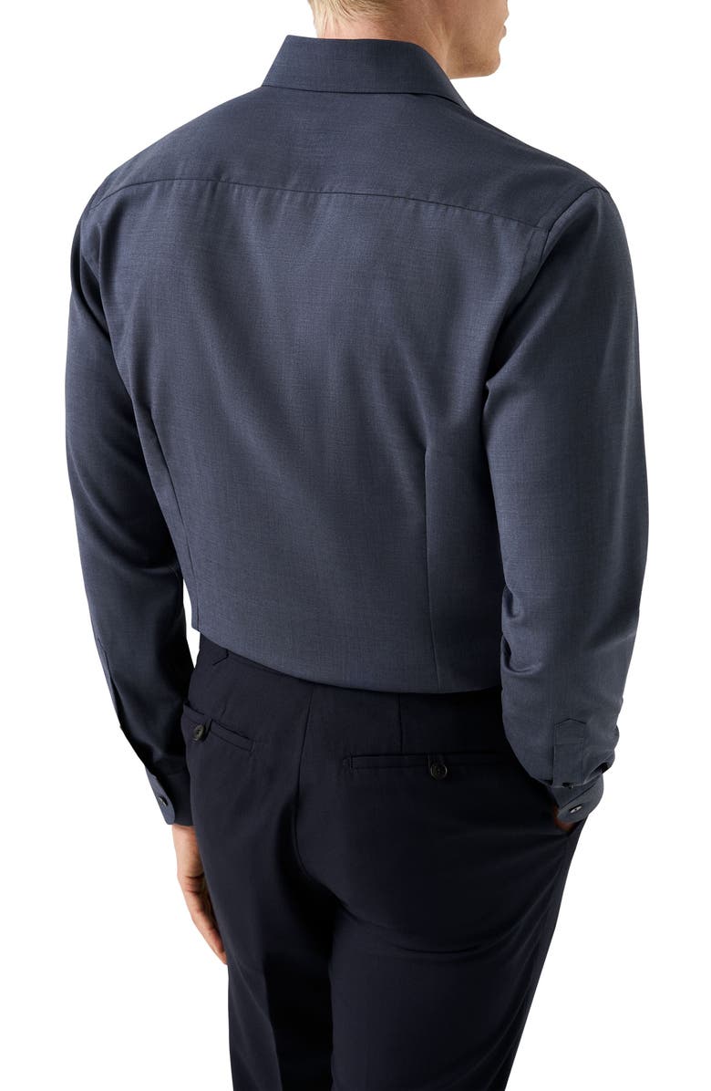 Eton Slim Fit Wool Dress Shirt, Alternate, color, Dark Blue