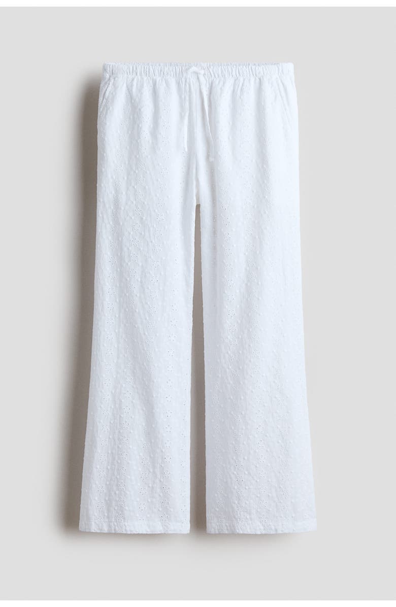H&M Broderie Anglaise Trousers, Main, color, White