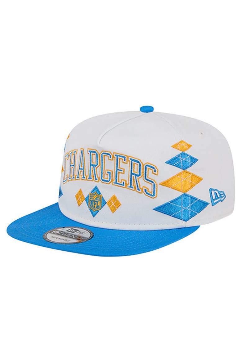 Men's New Era  White Los Angeles Chargers Argyle 19TWENTY Adjustable Hat, Alternate, color, White