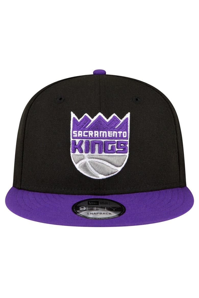 Men's New Era Black/Purple Sacramento Kings Official Team Color 2Tone 9FIFTY Snapback Hat, Alternate, color, Black