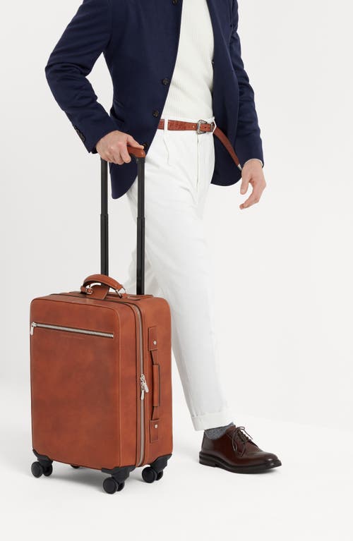 Brunello Cucinelli Grained Calfskin Trolley Bag In Copper