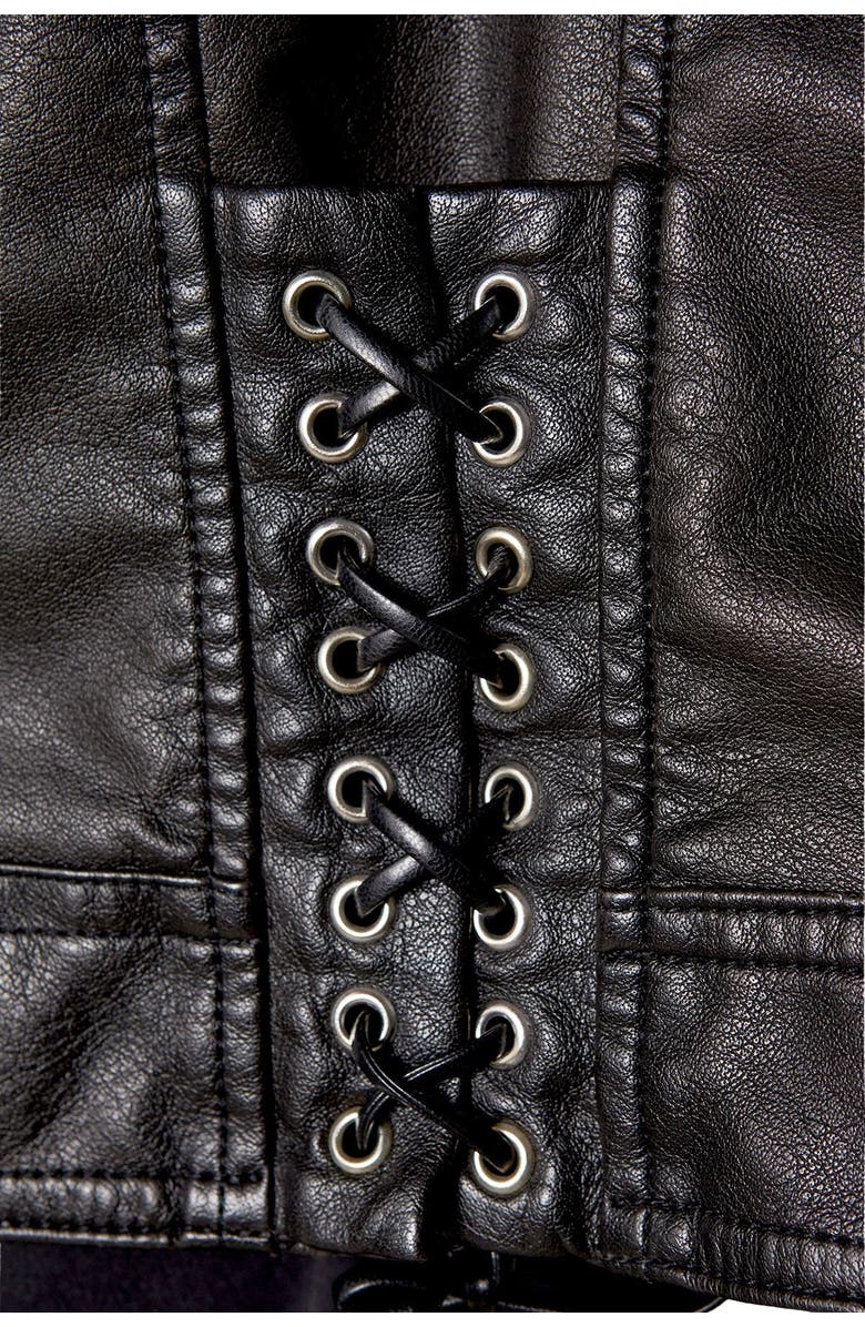 Warehouse Oversized Whipstitch Leather Look Jacket, Alternate, color, Black