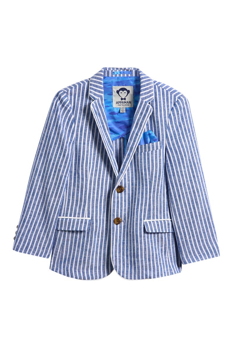 Kids' Club Stripe Linen Blend Blazer, Main, color, CANOPY STRIPE