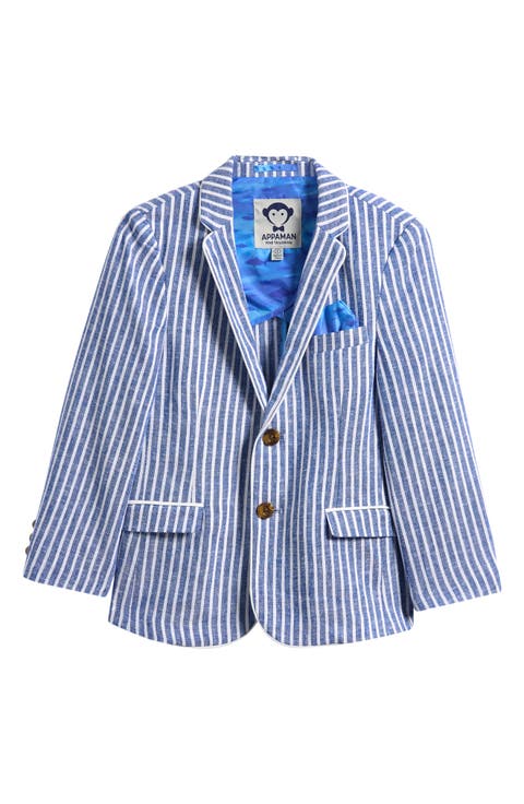 Kids' Club Stripe Linen Blend Blazer (Toddler, Little Kid & Big Kid)