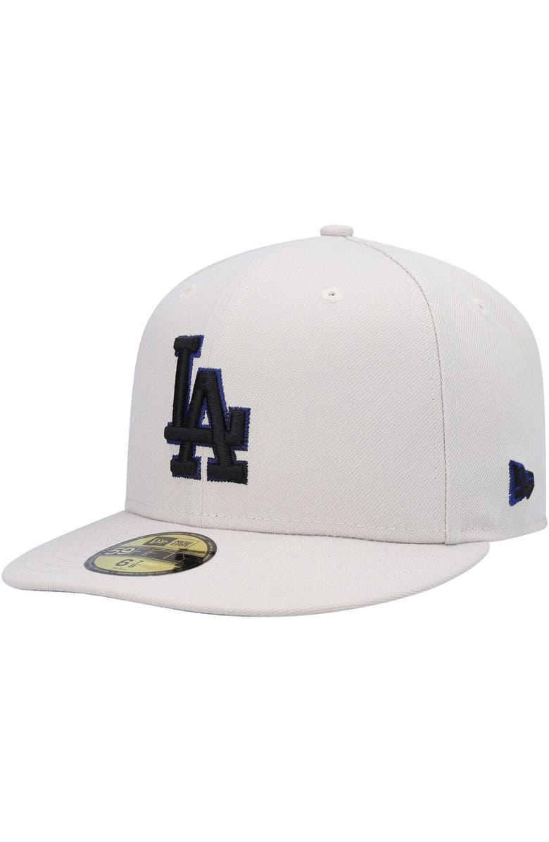 New Era Men's New Era Khaki Los Angeles Dodgers Stone Dim Undervisor 59FIFTY Fitted Hat, Main, color,