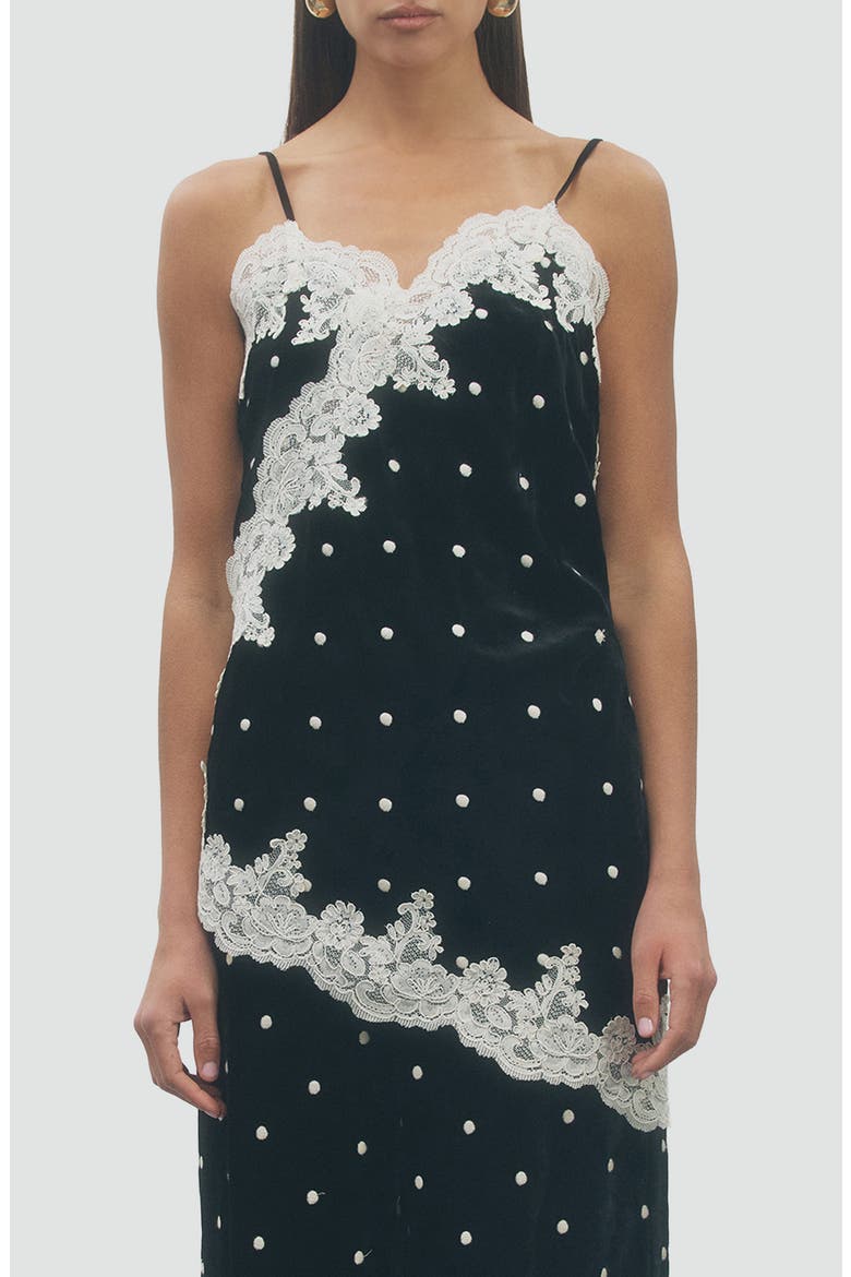 Isla Lace Detail Camisole, Main, color, BLACK CREAM