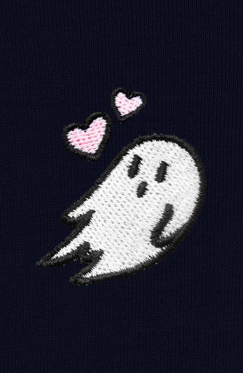 Dalix Heartly Ghost Cropped Hoodie In Navy