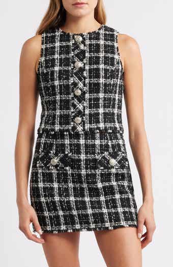 French Connection Windowpane Tweed Crop Top