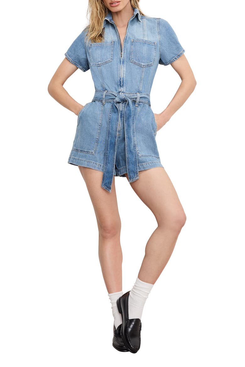 Fit for Success Denim Romper, Main, color, INDIGO786