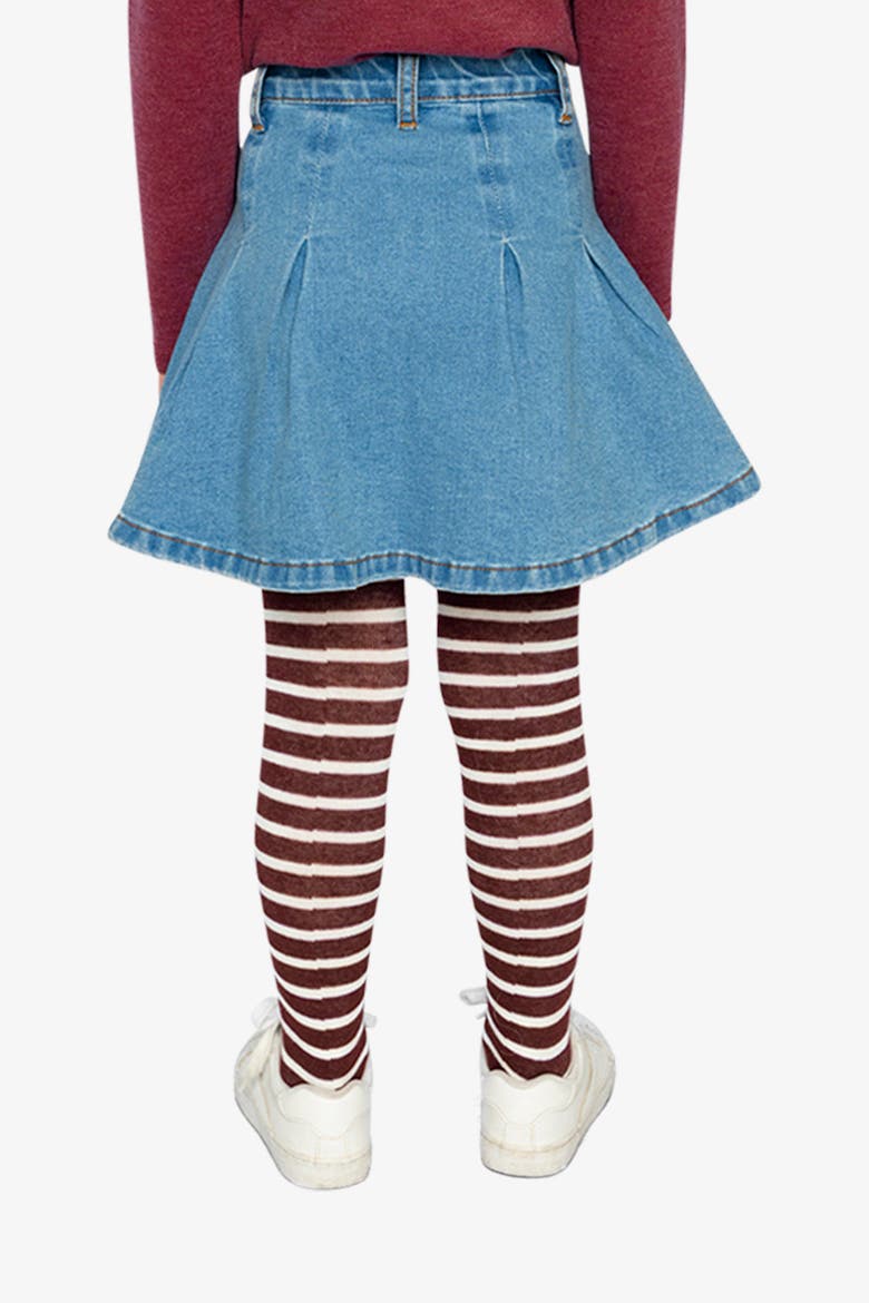 Pleated Denim Elastic Waistband Star Appliqué Skirt, Alternate, color, Navy Blue Denim