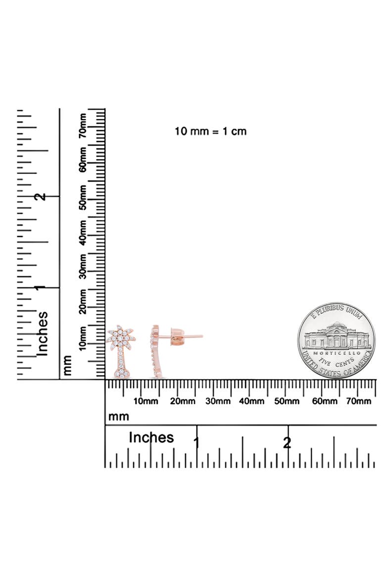 10K Rose Gold 1/4 Ct Diamond Palm Tree Stud Earrings, Alternate, color, Pink