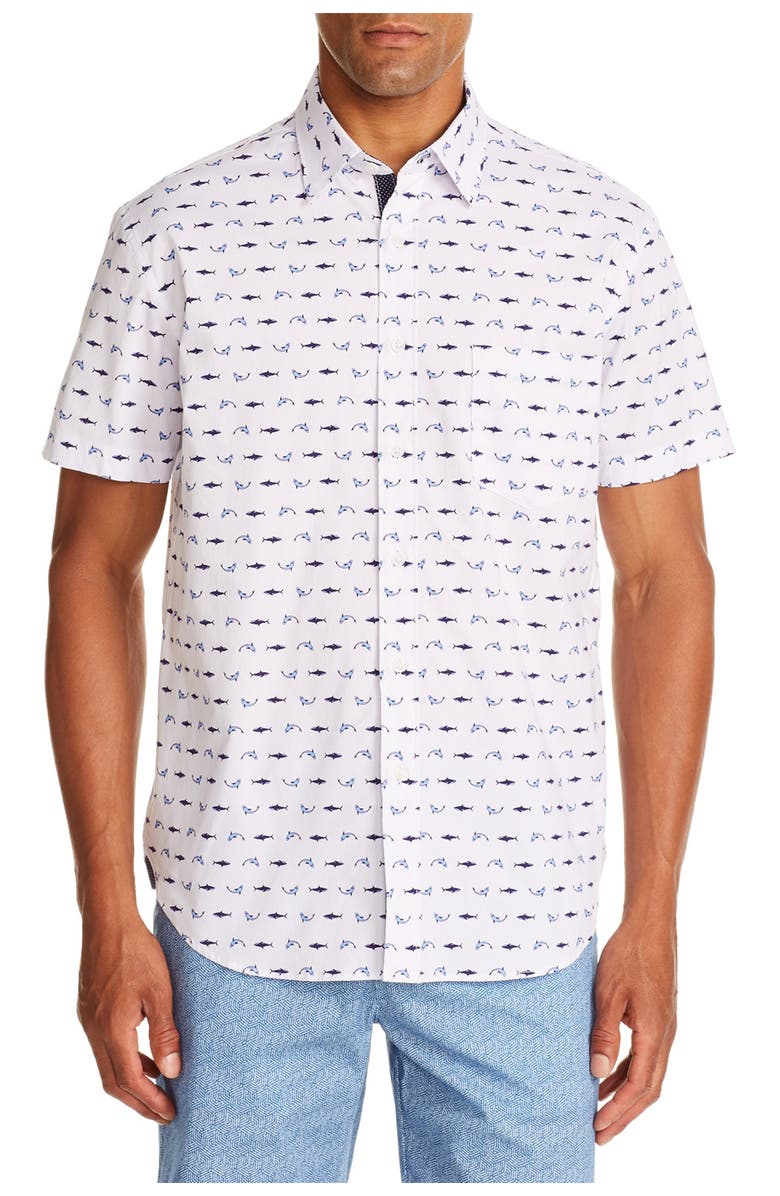 CONSTRUCT Dolphin Print Slim Fit Shirt, Main, color, 
