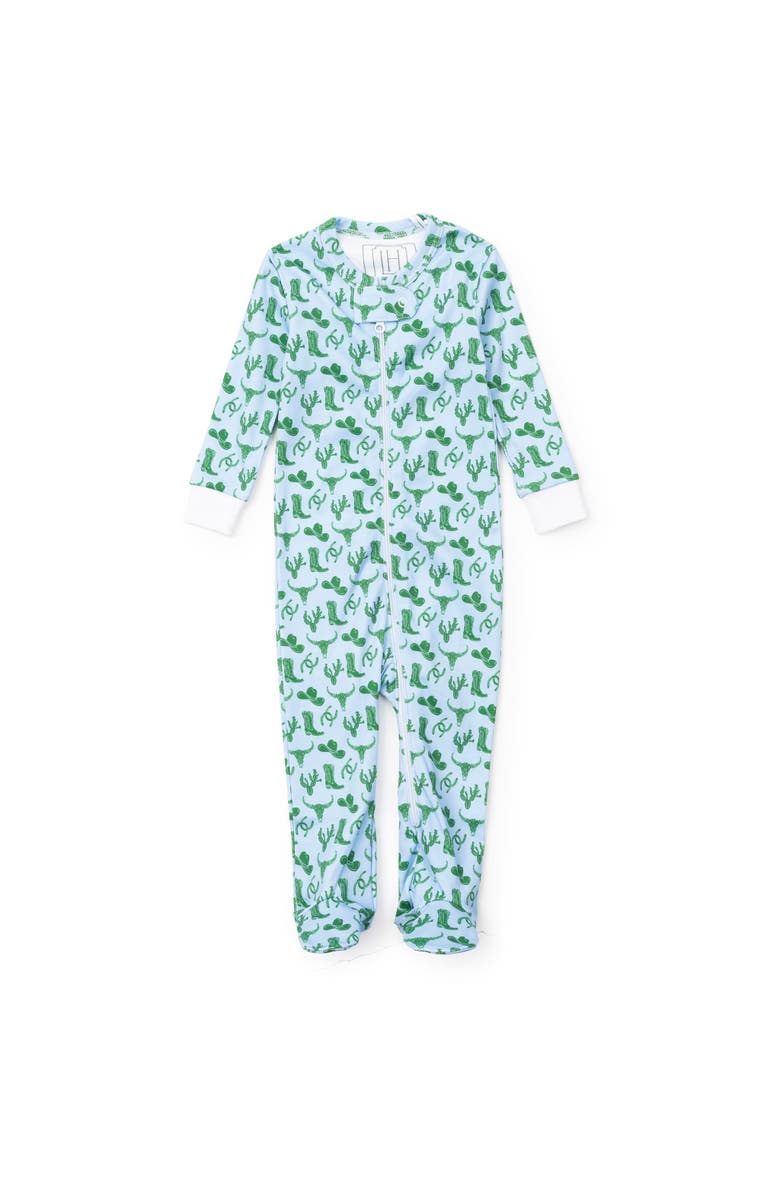 Lila and Hayes Parker Zipper Pajama, Main, color, Wild West Blue