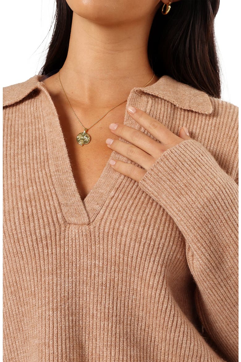 Zala Johnny Collar Sweater, Alternate, color, MOCHA