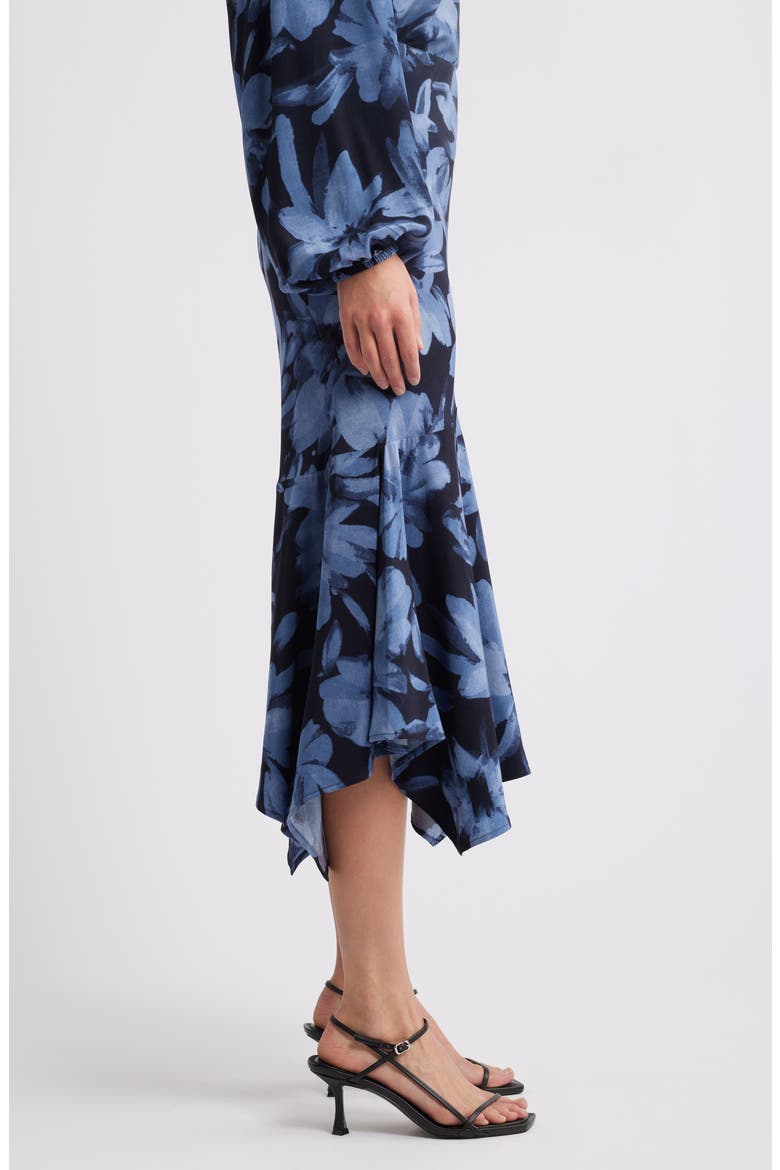 Edwina Floral Asymmetric Midi Skirt, Alternate, color, MIDNIGHT LILY