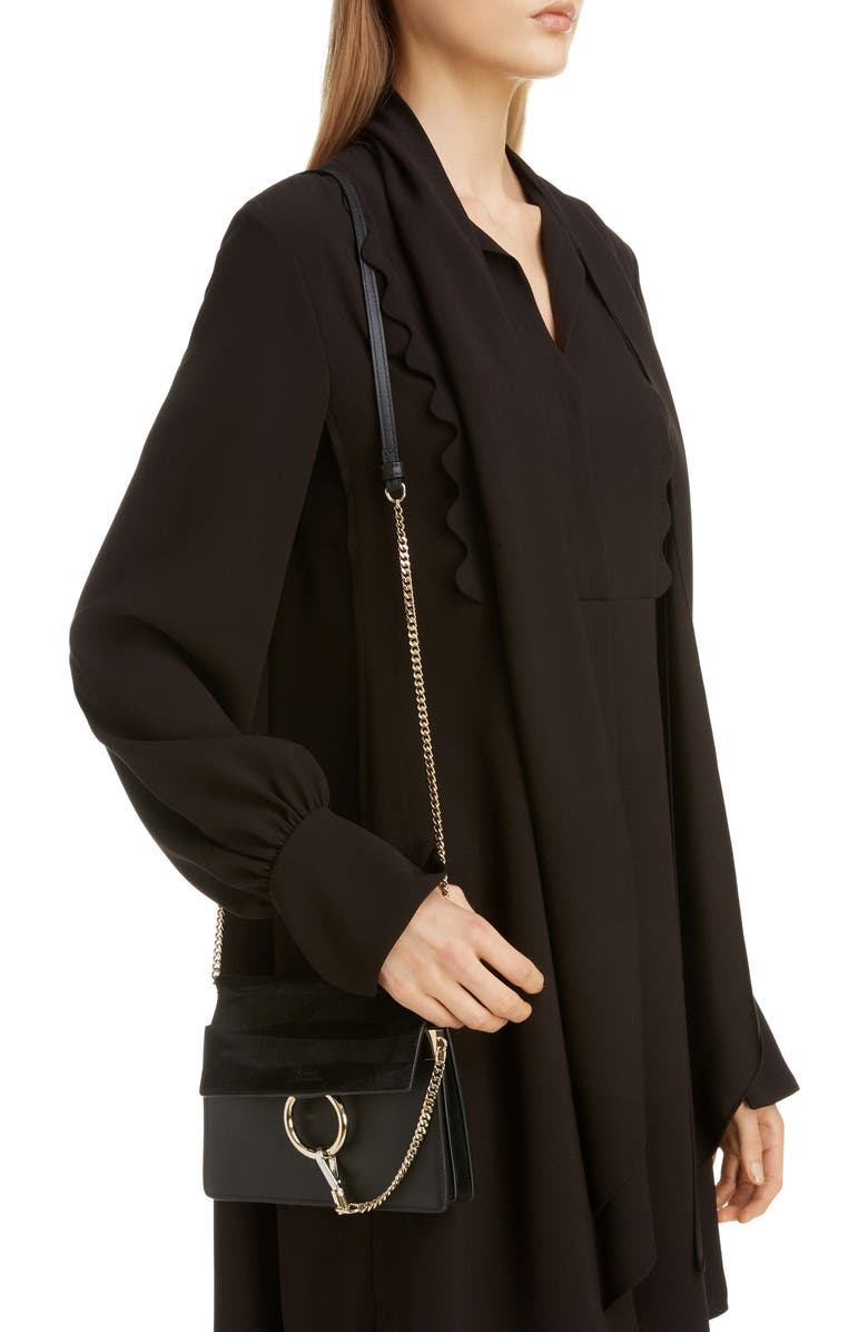 Chloé Mini Faye Suede & Leather Crossbody Bag, Alternate, color,