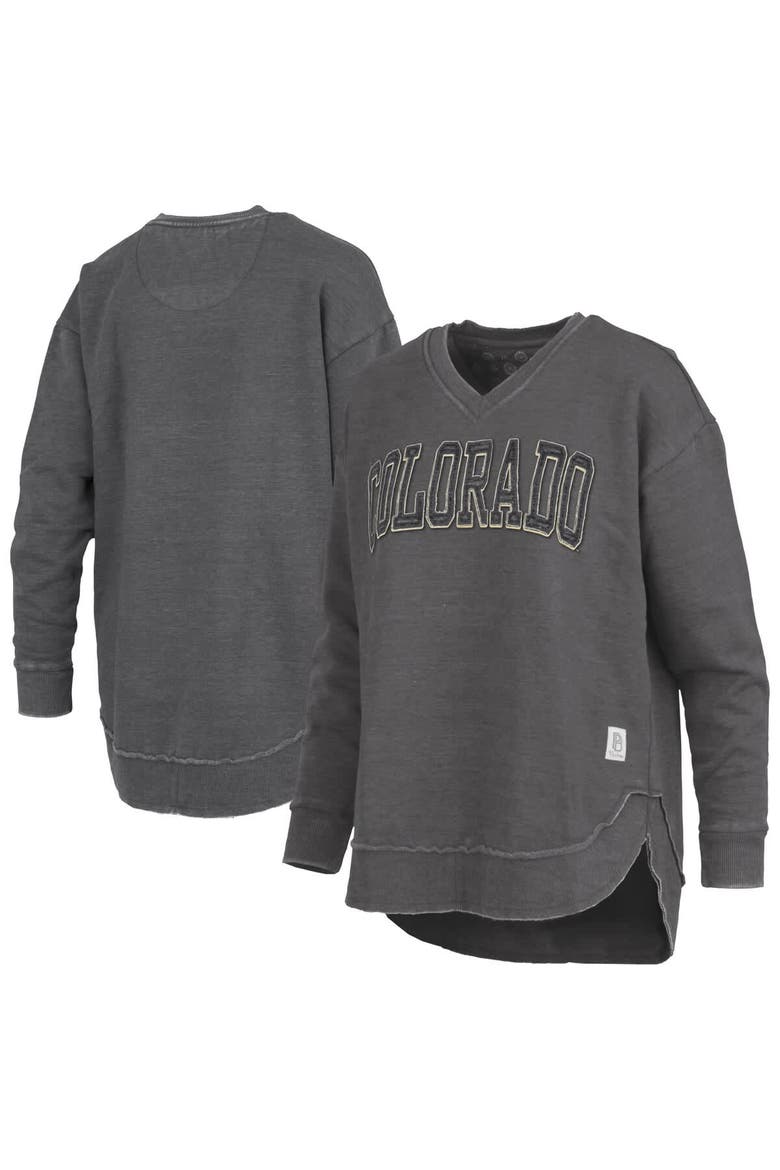 Women's Pressbox  Black Colorado Buffaloes Westin Poncho V-Neck Pullover Sweatshirt, Main, color, Black