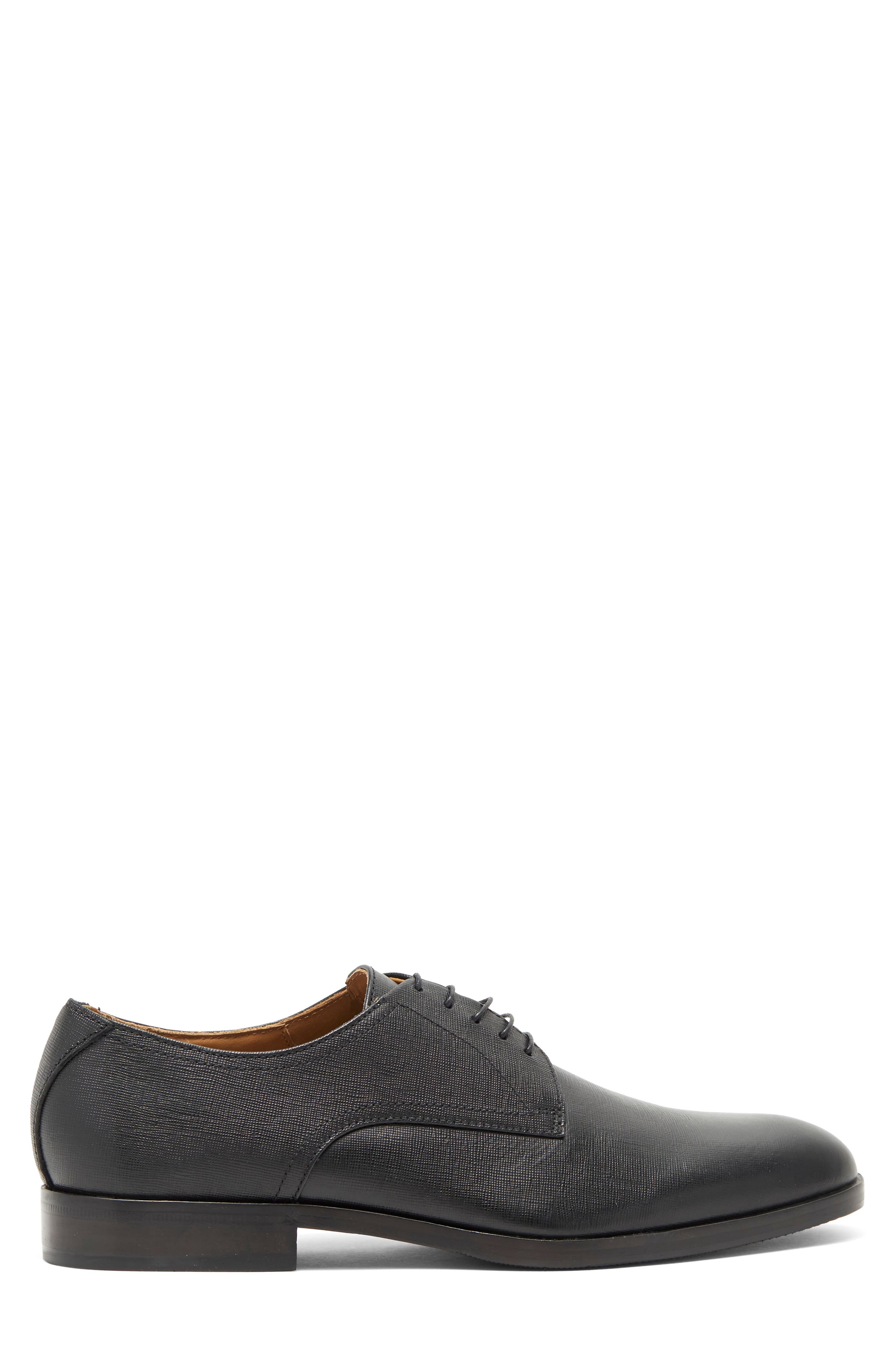 Textured Plain Toe Derby, Alternate, color, BLK