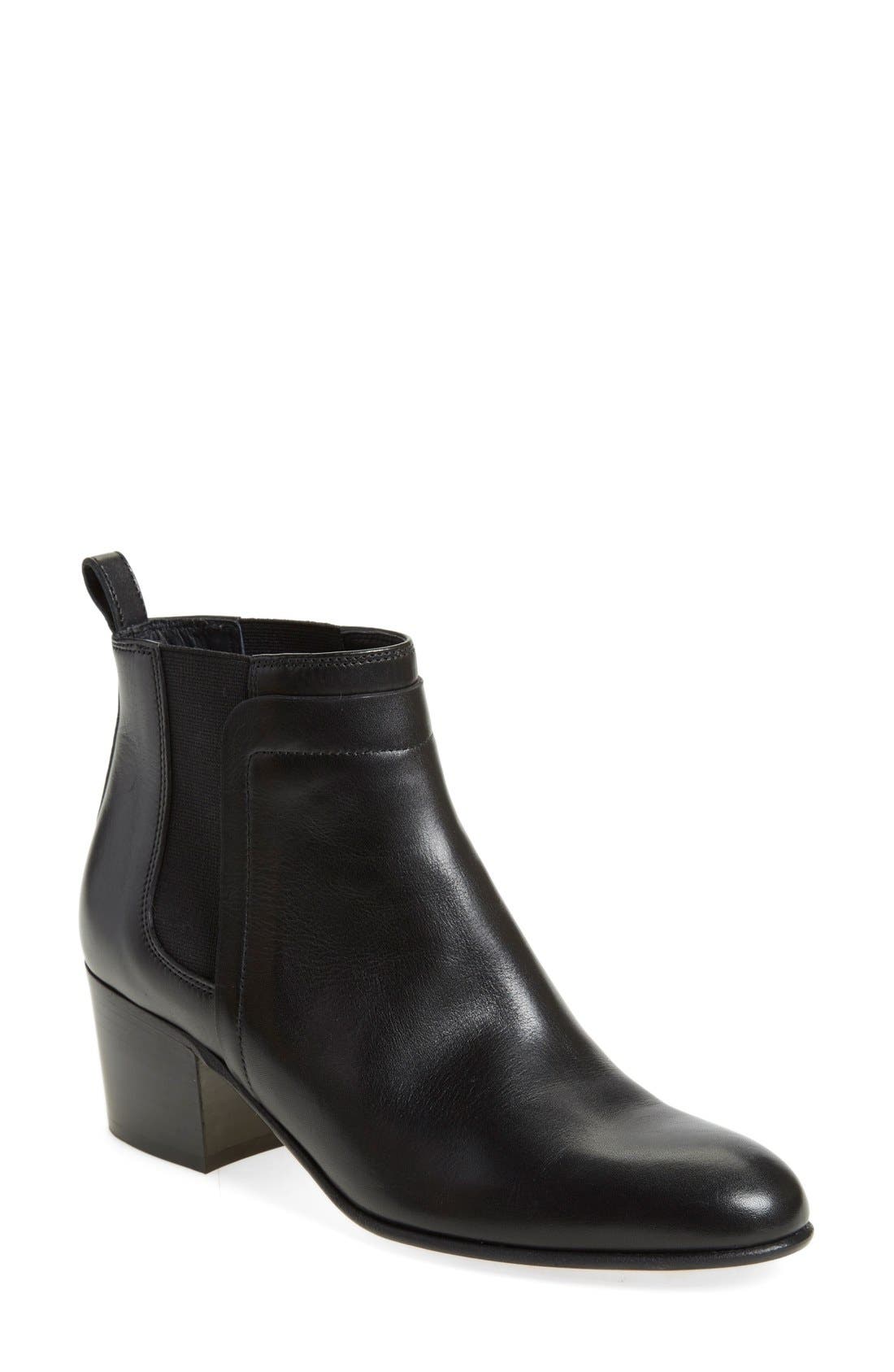 'Hallie' Round Toe Bootie, Main, color, BLACK LEATHERDNU