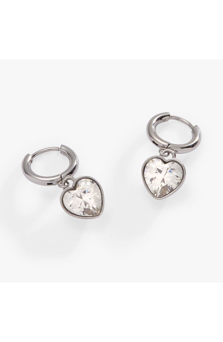 Alex and Ani Heart Huggie Earrings, Alternate, color, Silver