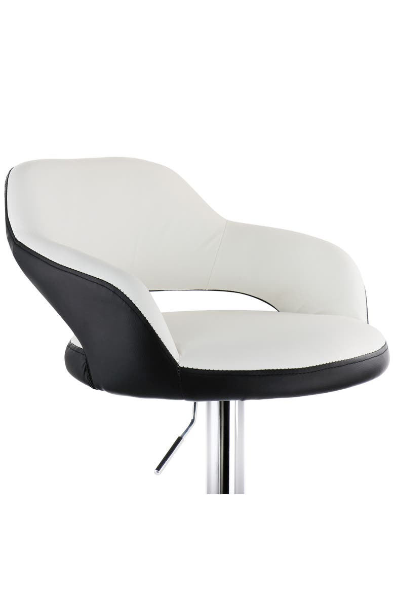 2 Piece Tufted Faux Leather Two Tone Adjustable Bar Stool, Alternate, color, Black