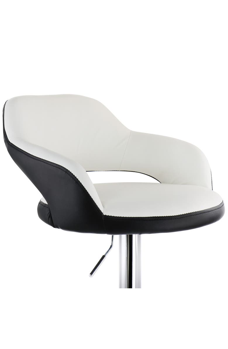 Elama 2 Piece Tufted Faux Leather Two Tone Adjustable Bar Stool, Alternate, color, Black