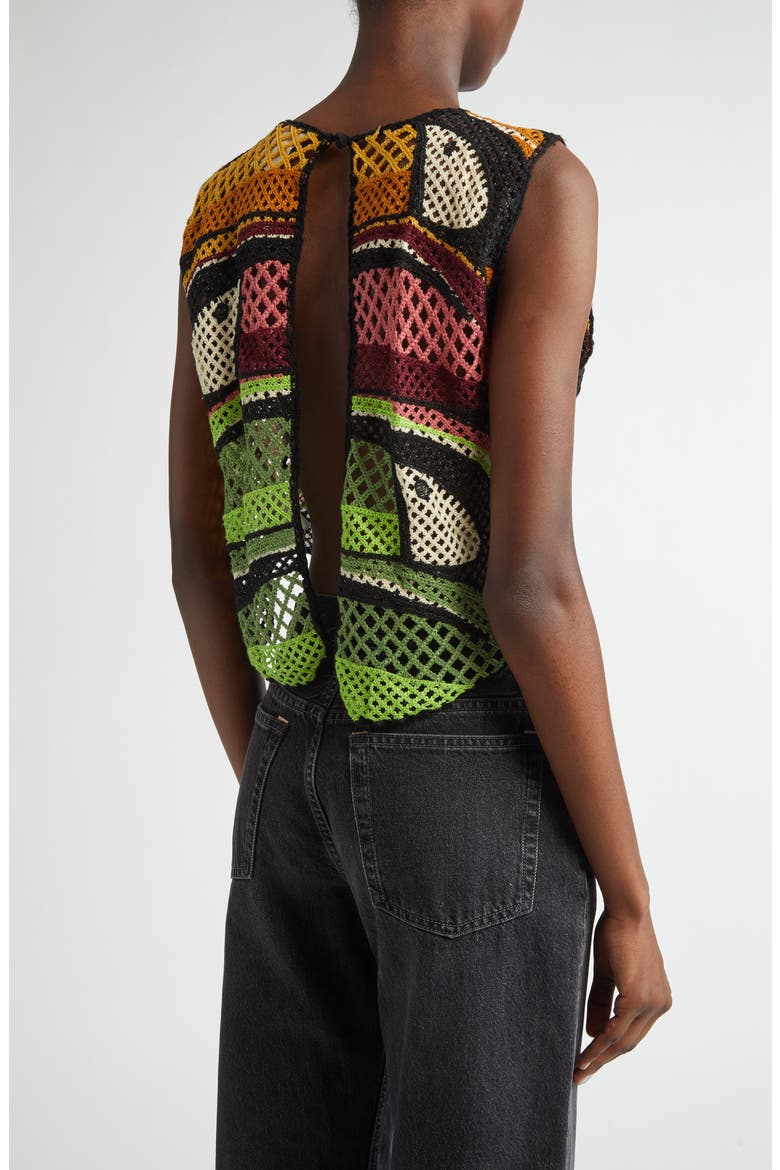 Toucan Tree Open Back Crochet Crop Top, Alternate, color, DARK GREEN