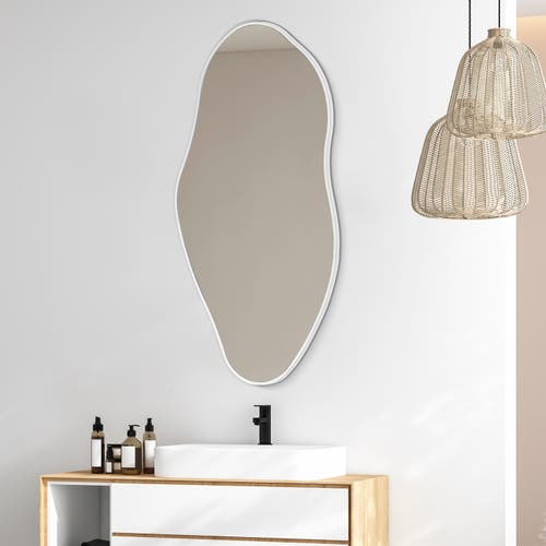 Jonathan Y Everly Irregular Framed Decorative Wall Mirror In Silver