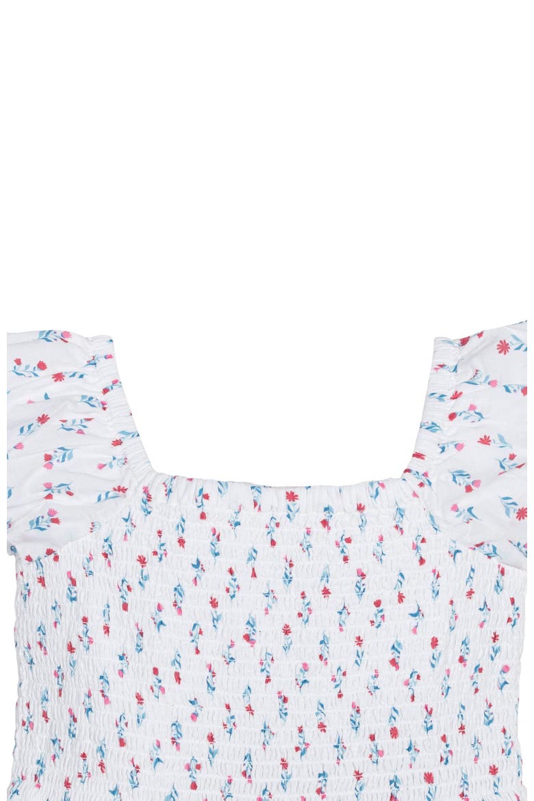 Girls' Organic Puff Sleeve Smocked Romper, Kids, Alternate, color, Paris Floral