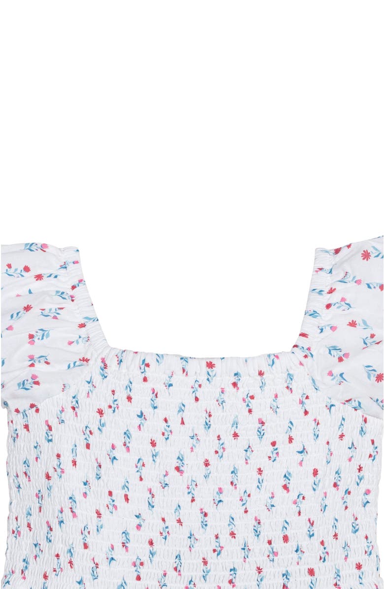 Hope & Henry Girls' Organic Puff Sleeve Smocked Romper, Kids, Alternate, color, Paris Floral