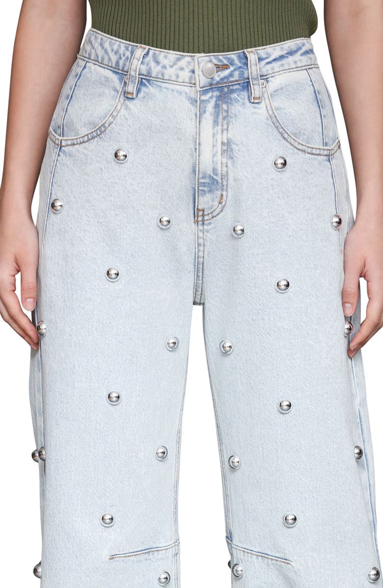 Avec Les Filles Allover Stud Straight Leg Jeans, Alternate, color, Fjord Wash