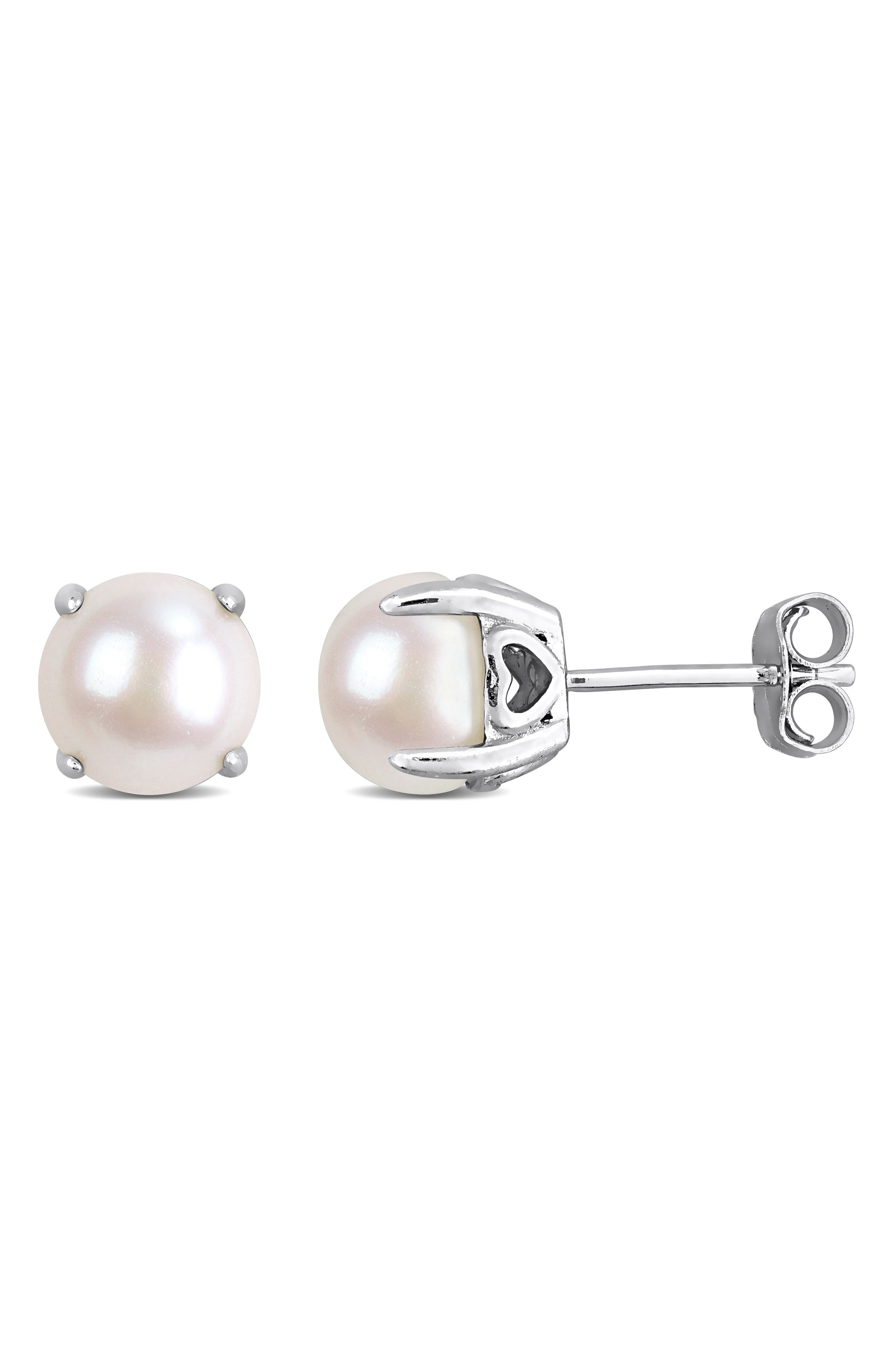 DELMAR 7.5-8mm Cultured Freshwater Pearl Stud Earrings