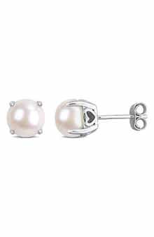 DELMAR 7.5-8mm Cultured Freshwater Pearl Stud Earrings