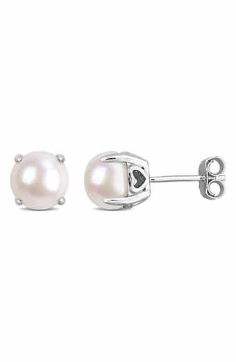 DELMAR 7.5-8mm Cultured Freshwater Pearl Stud Earrings