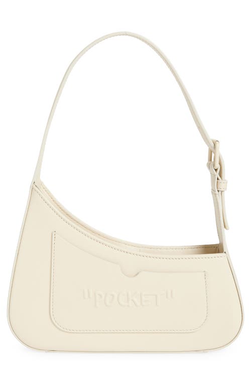 Off-white Jitney Quote Leather Shoulder Bag In Beige
