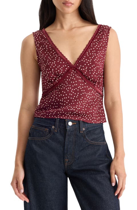 The Woven V Neck Top
