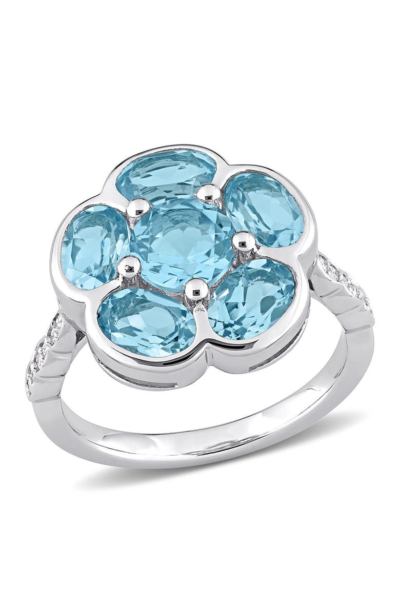 DELMAR Blue Topaz & Diamond Floral Ring, Main, color, 