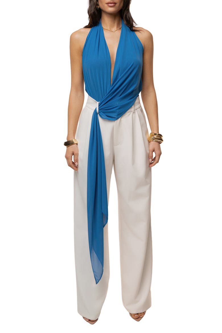 Bare Form Plunge Bodysuit, Alternate, color, Blue